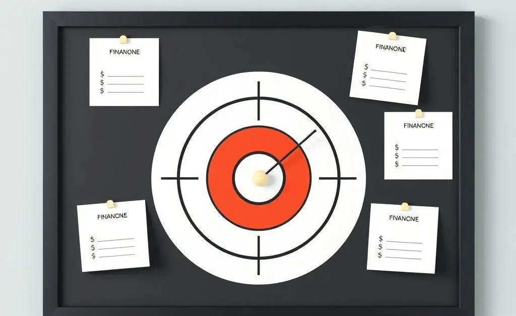 Different financial goals on a target board