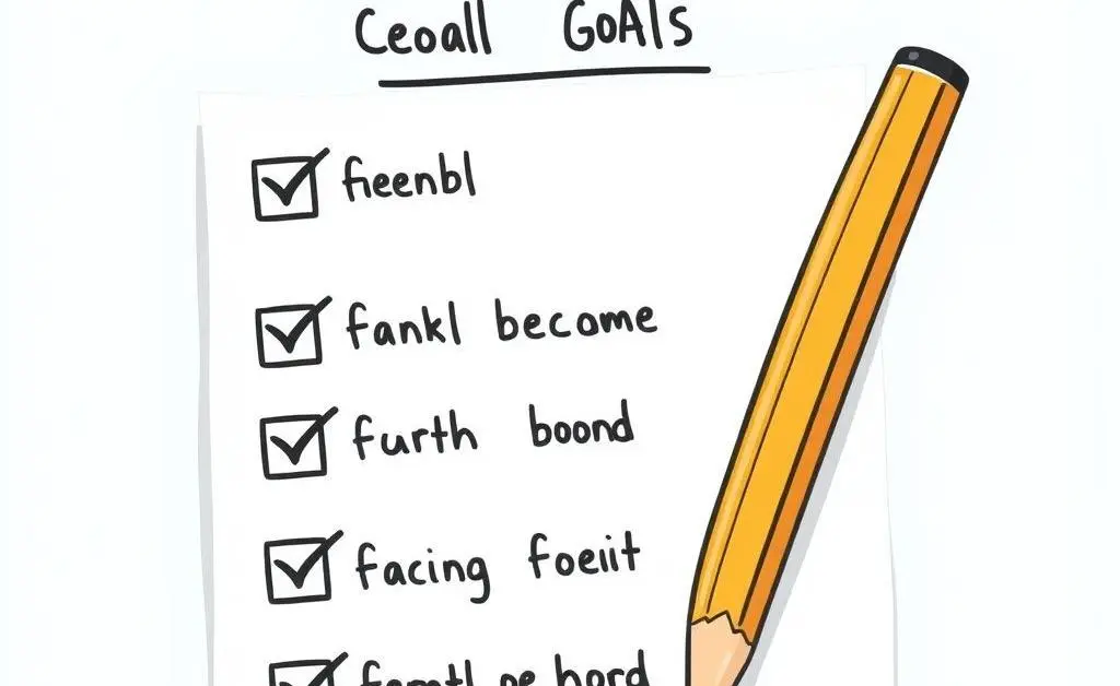 A checklist of financial goals with a pencil and checkmarks