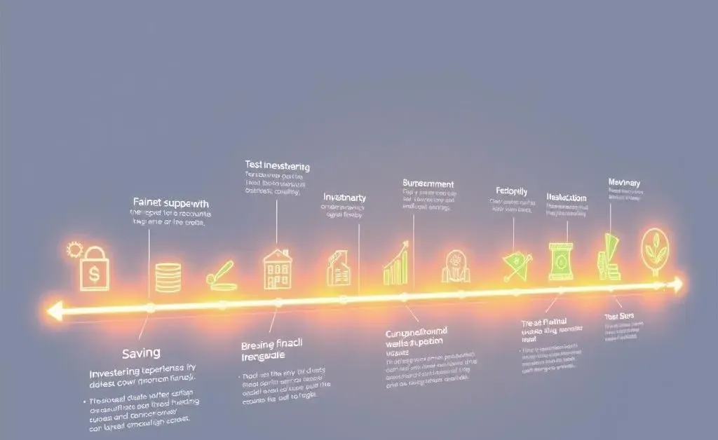 A timeline illustration of financial milestones leading towards a successful future.