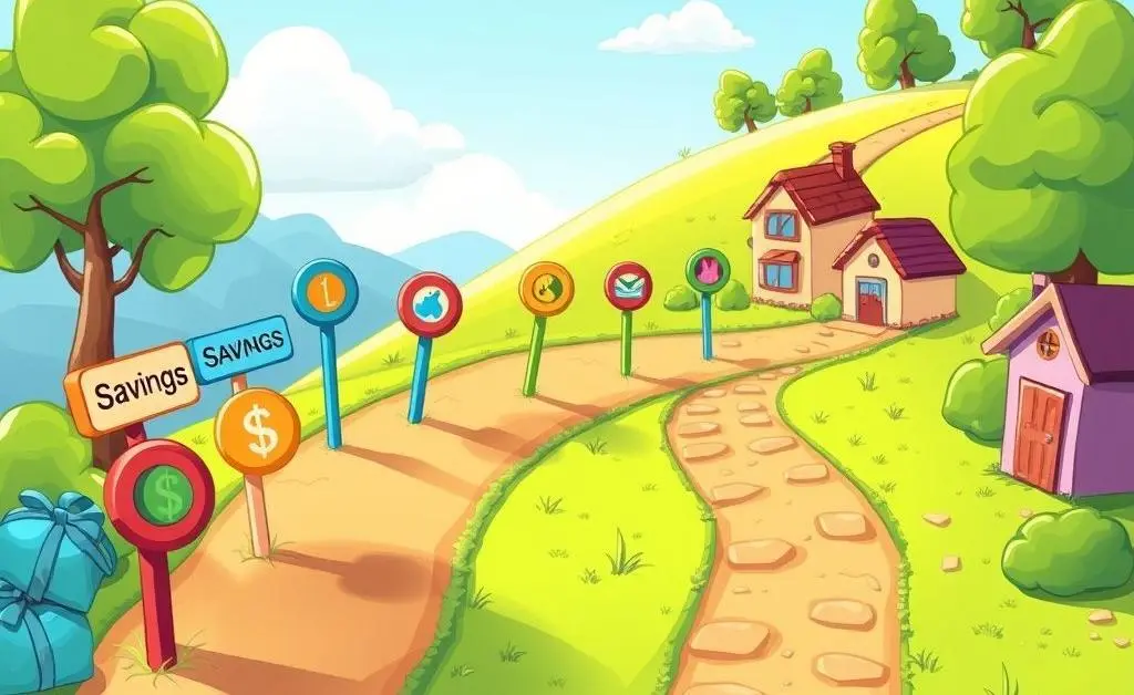Path with financial goals along the way
