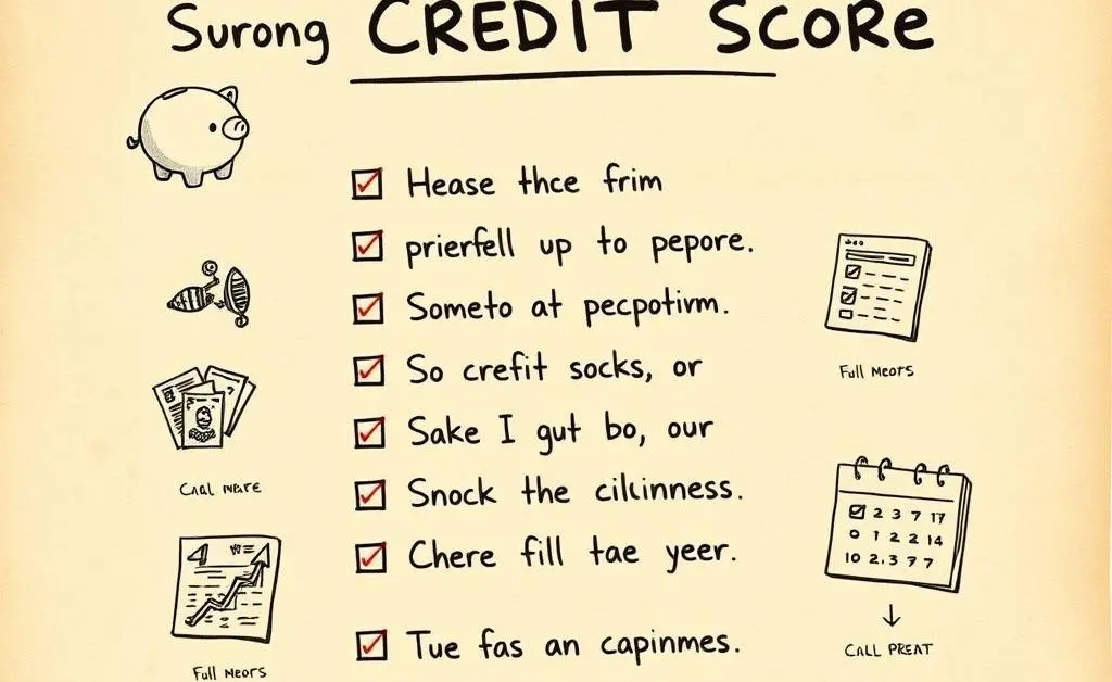An illustration of a hand-drawn checklist with tasks related to building a good credit score