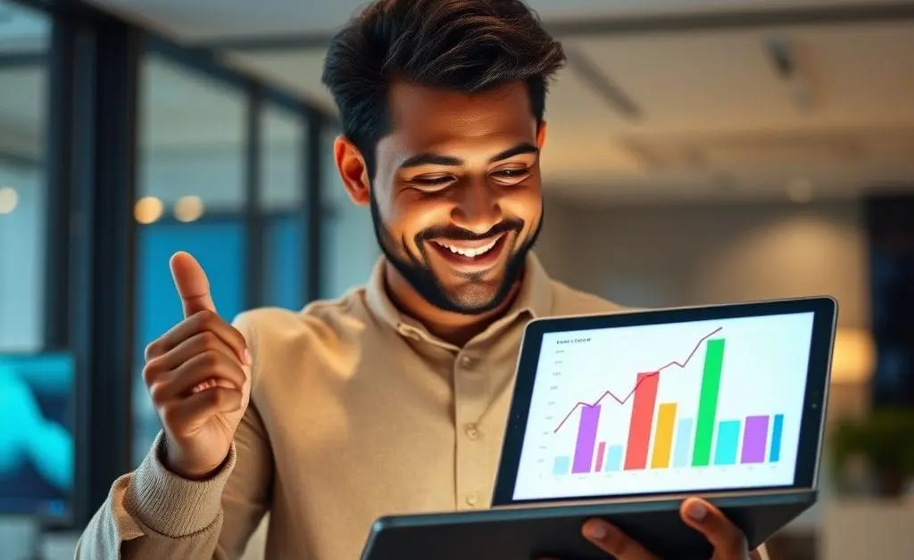 A person achieving financial goals
