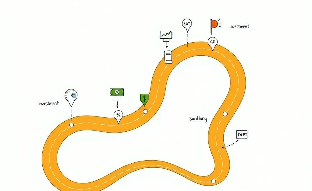Roadmap with financial goals marked along the path