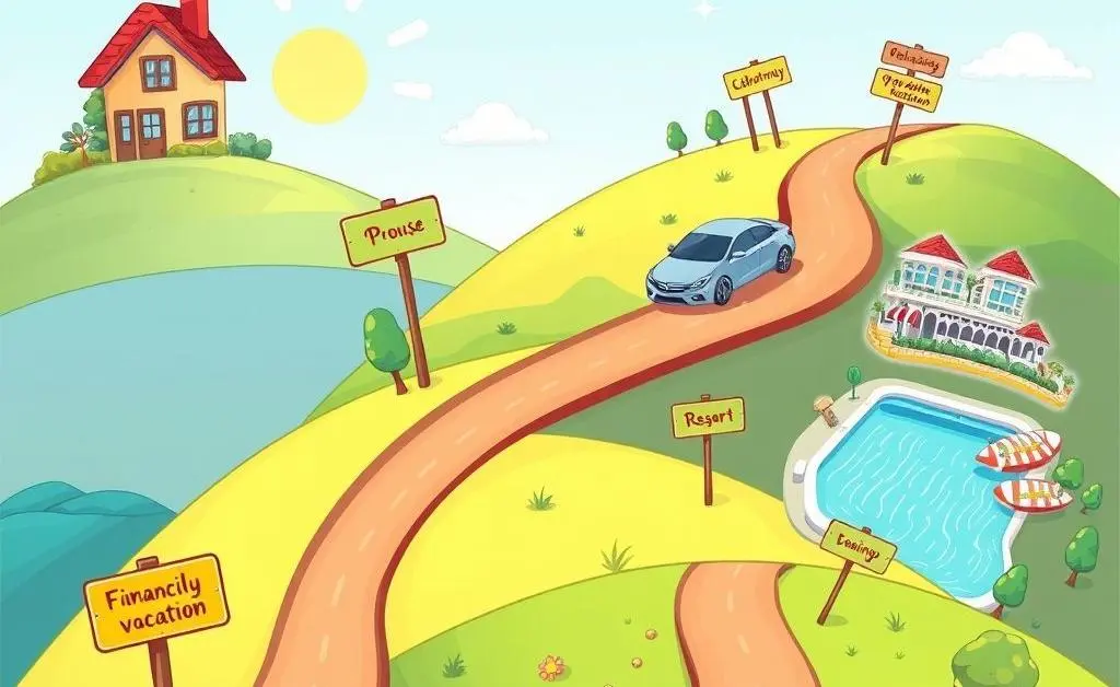 An illustrated roadmap with various financial goals