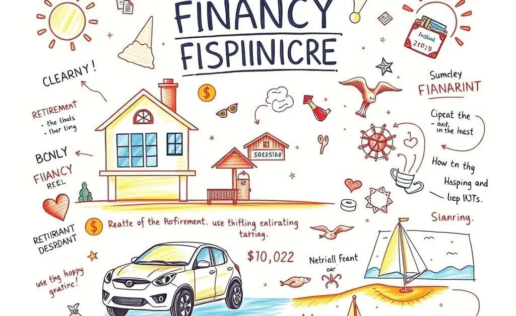 A vision board with financial goals.