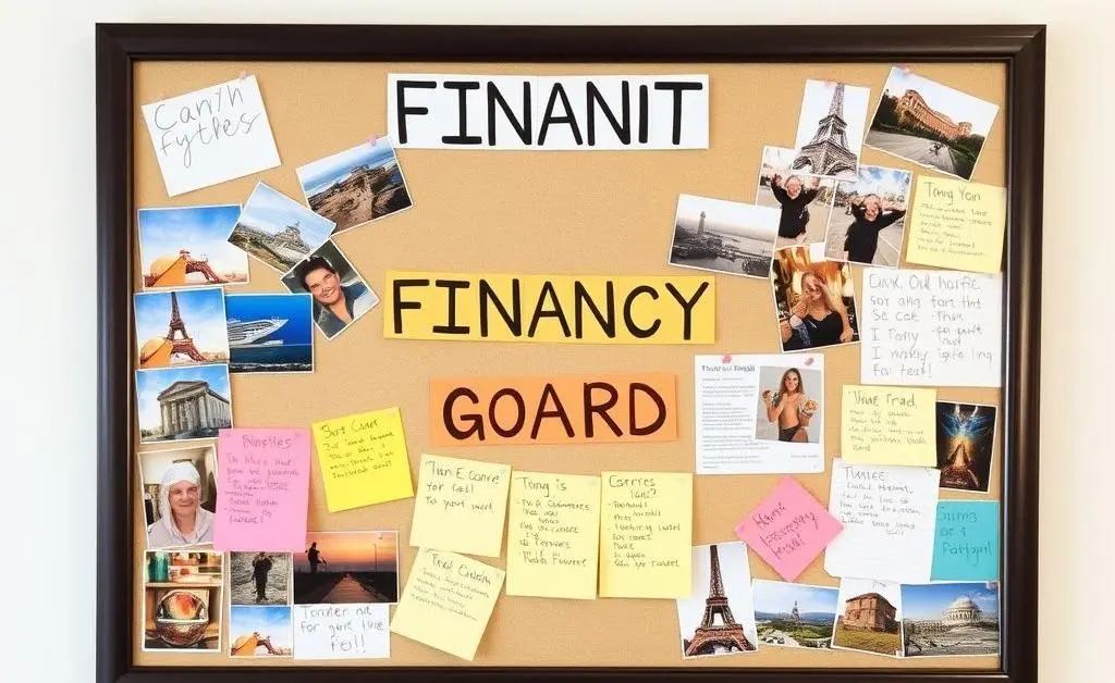 Vision board with financial goals
