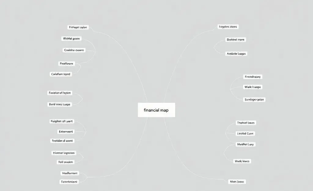 Modern minimalist depiction of a mind map with financial goals listed