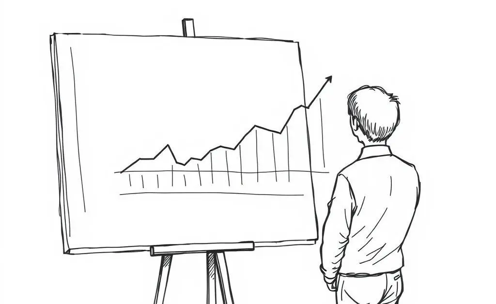 Person watching a financial growth chart on an easel