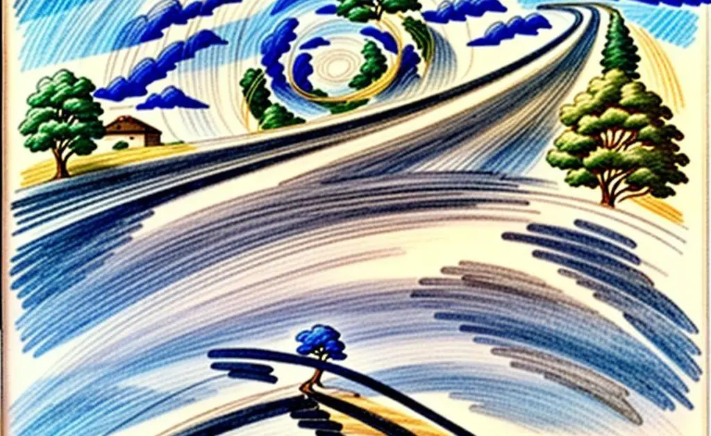 A minimalist hand-drawn path or road leading upwards to symbolize financial growth.