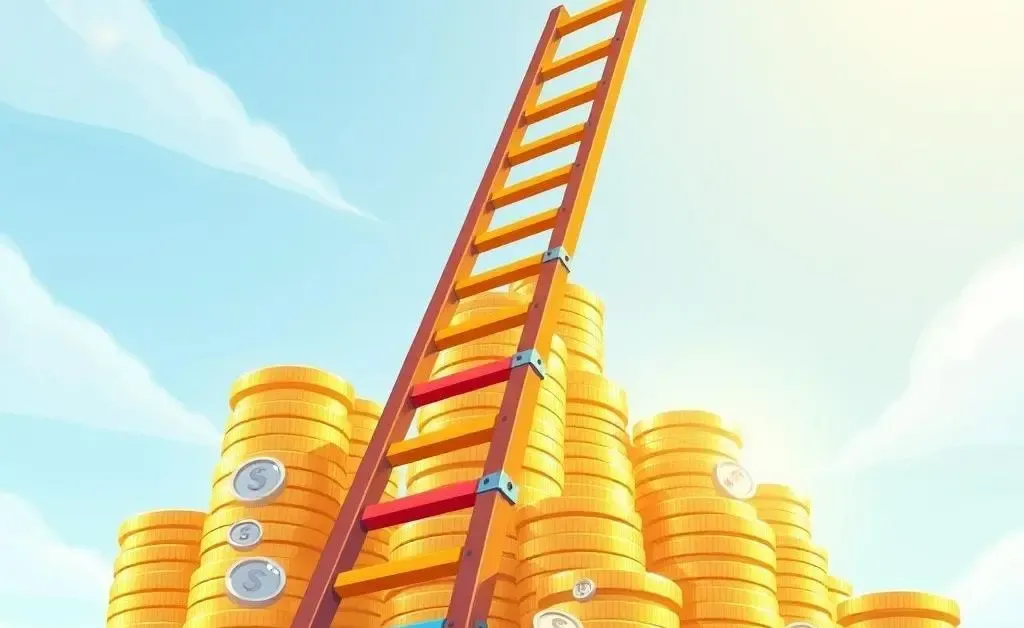 Ladder representing financial growth over time