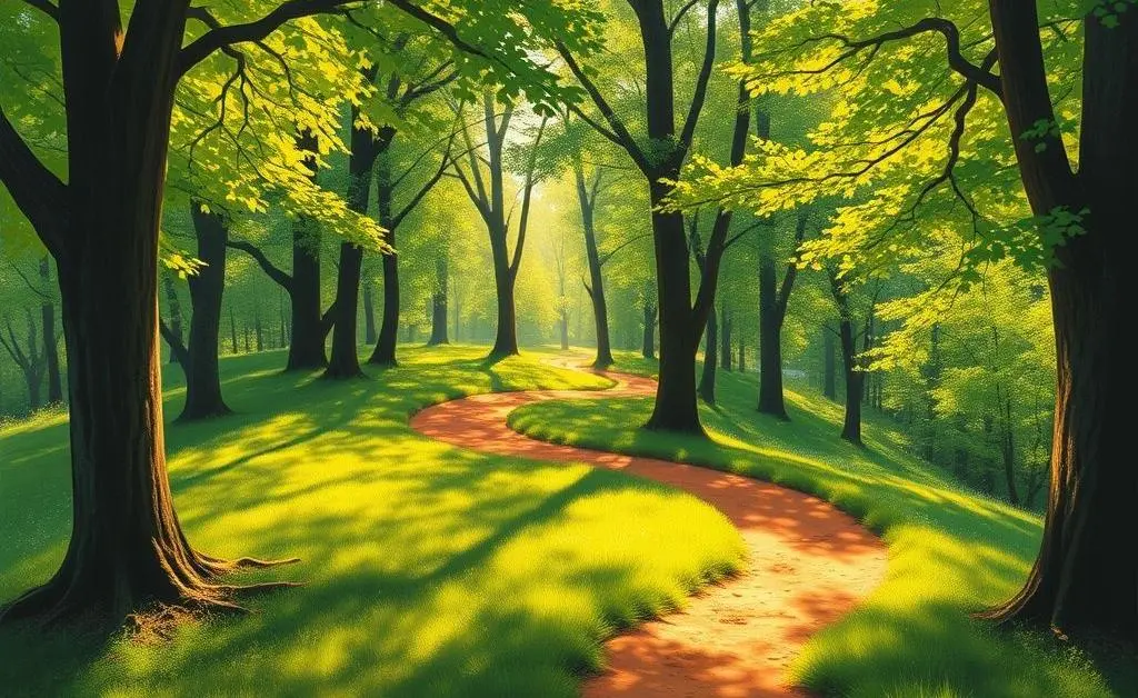 A winding path through a forest, representing the journey of financial growth and decision-making.