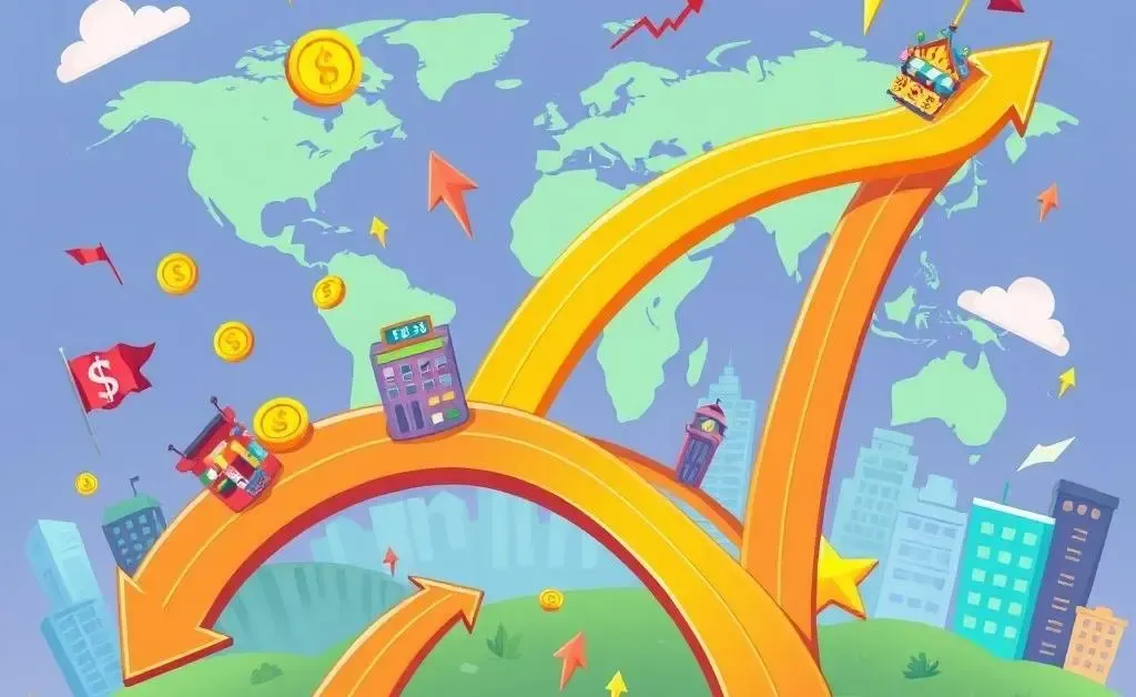 Financial growth pathway chart with progression from local to global markets