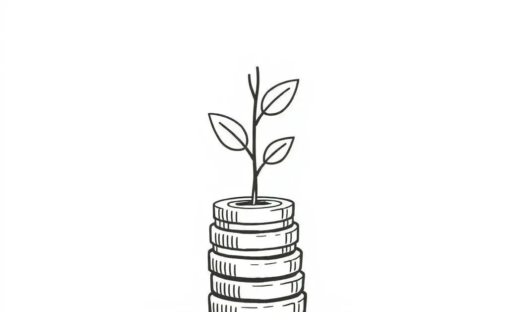 Plant growing from a stack of coins