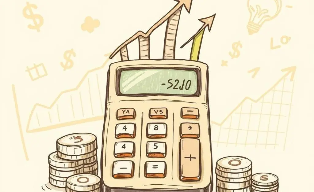 Financial growth icons on calculator