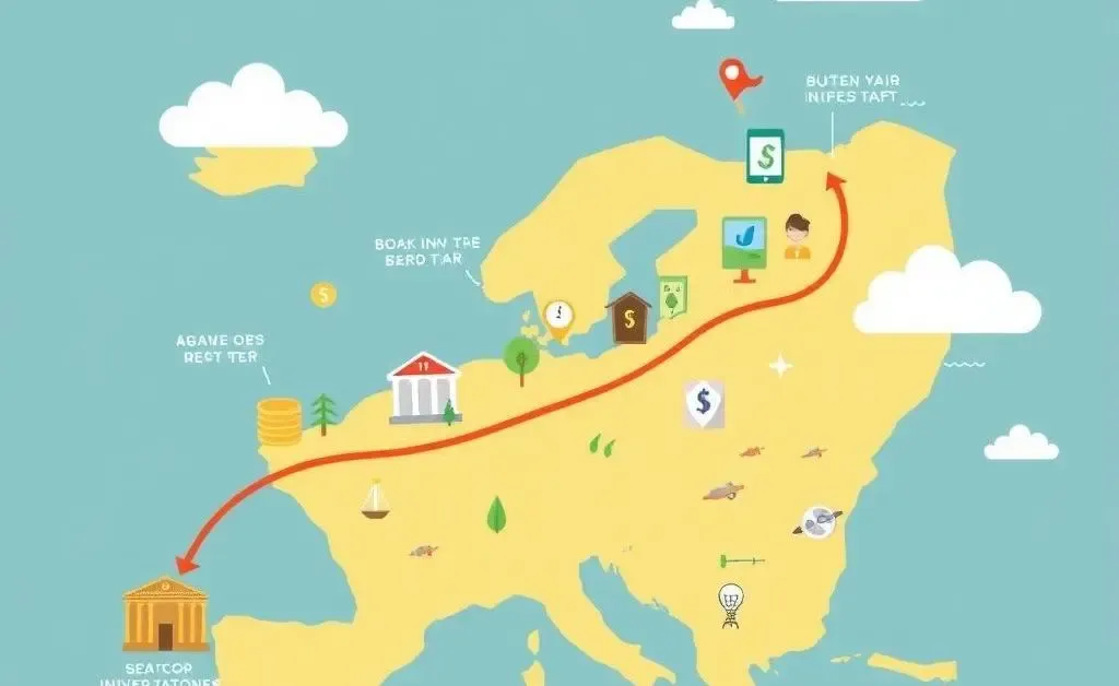 A whimsical map of a financial investment journey.