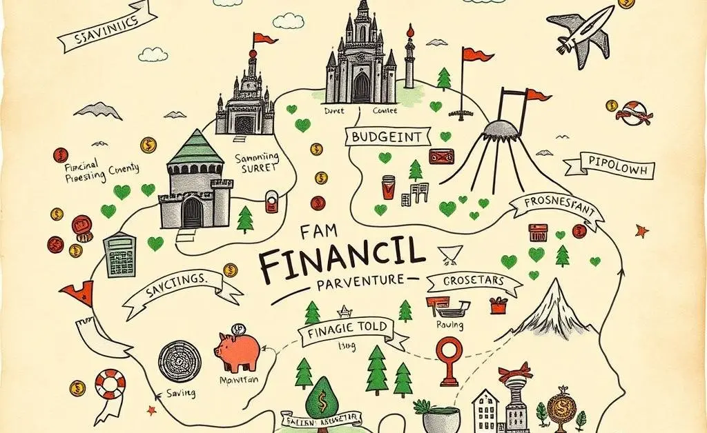 A hand-drawn map illustrating a financial journey