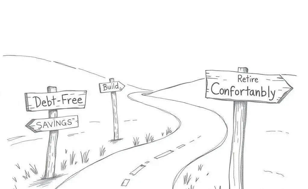 Financial journey markers like Debt-Free and Savings