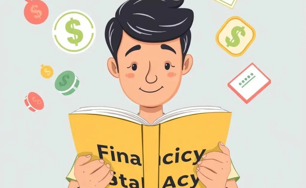 Person reading a financial literacy book