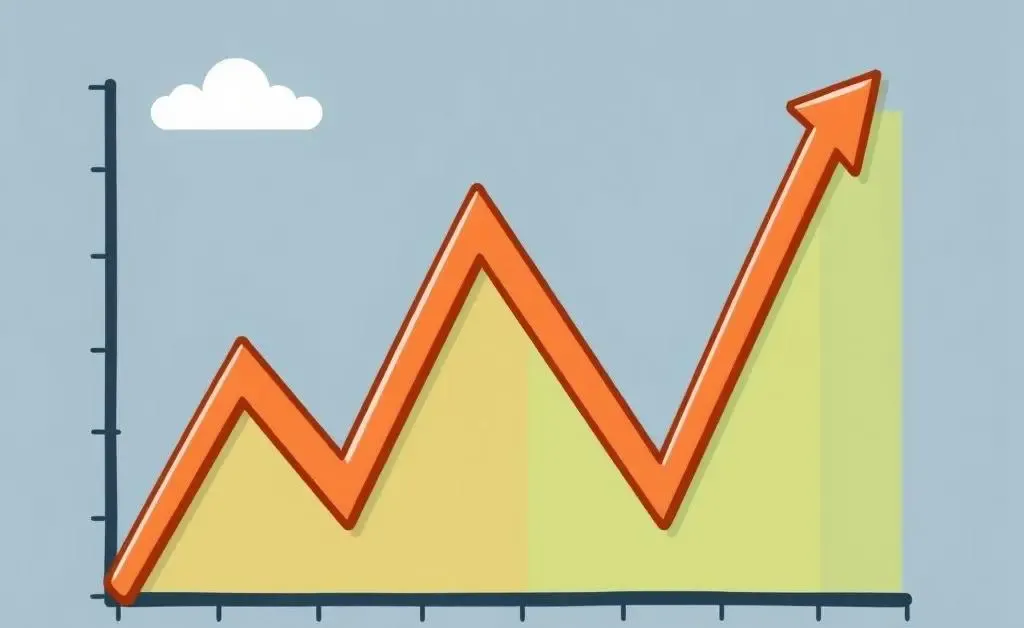Graph showing rising and falling trends in financial markets