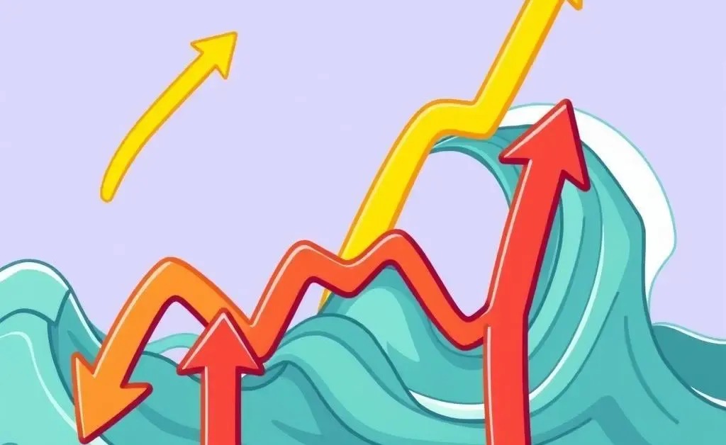 A wave graph representing financial market fluctuations