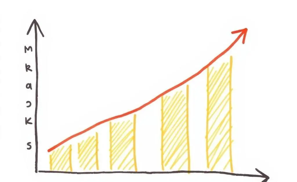 Hand-drawn graph showing financial milestones achieved with joint finances