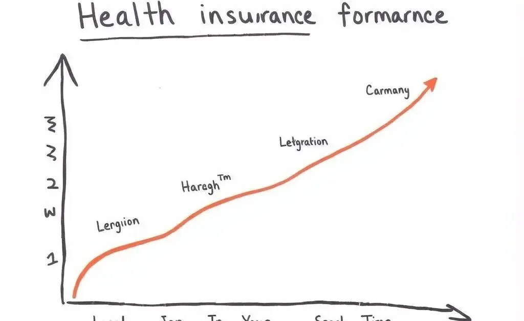 Hand-drawn graph showing a person’s journey through health insurance milestones over time