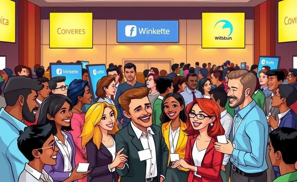 Networking event with financial professionals exchanging business cards