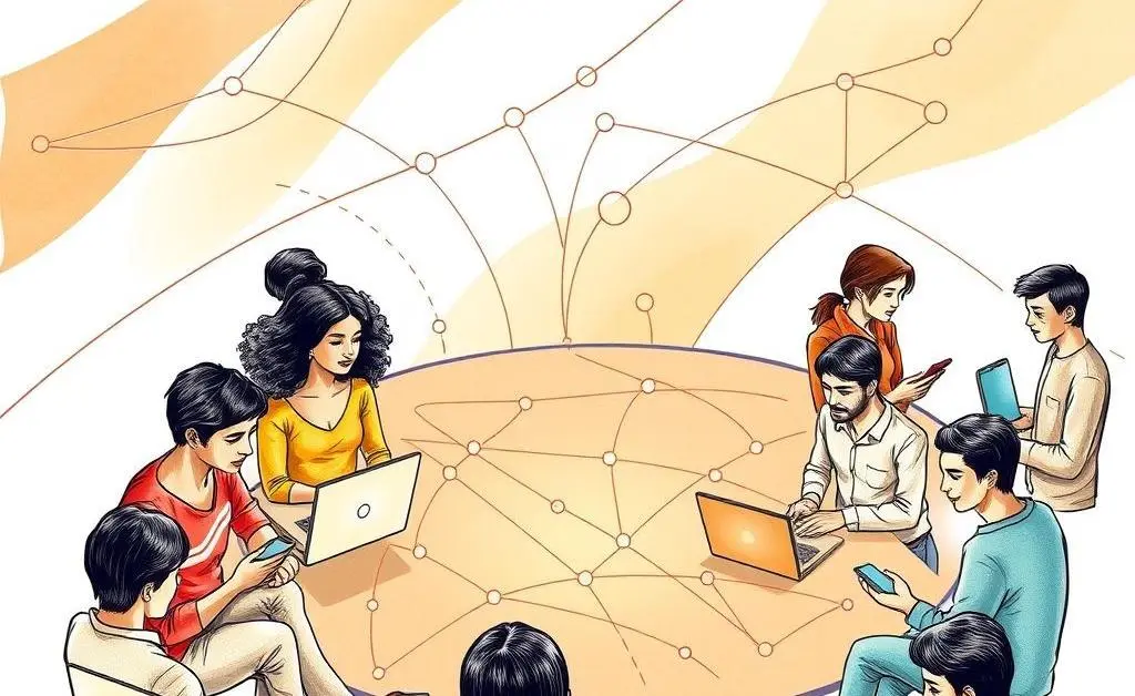 A hand-drawn illustration of networking