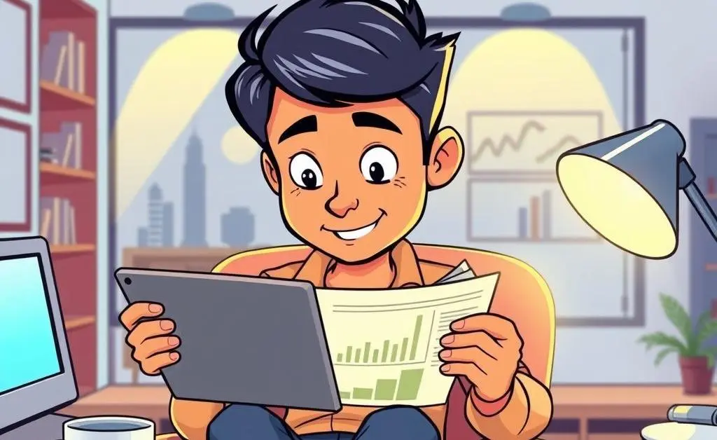 A person reading financial news on a tablet