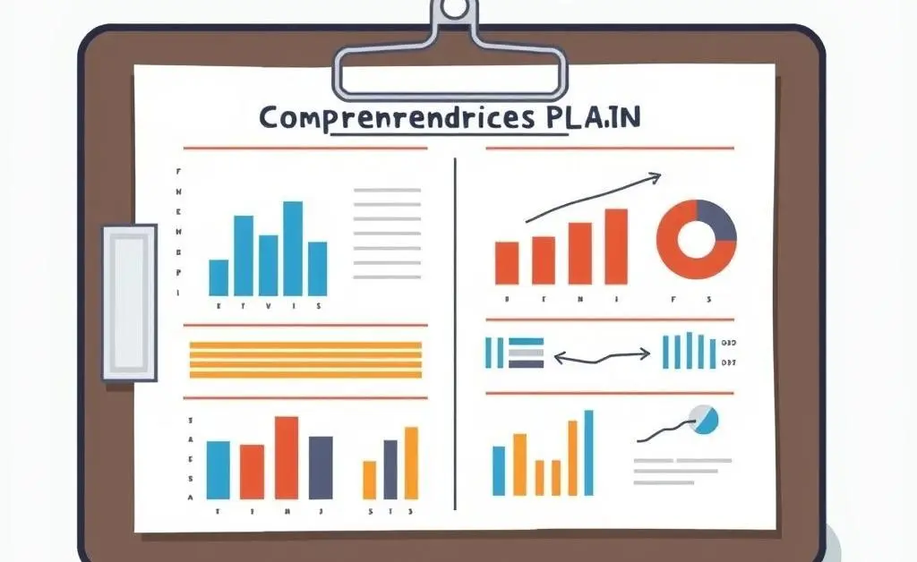 Illustration of a comprehensive financial plan on a clipboard with graphs and charts.