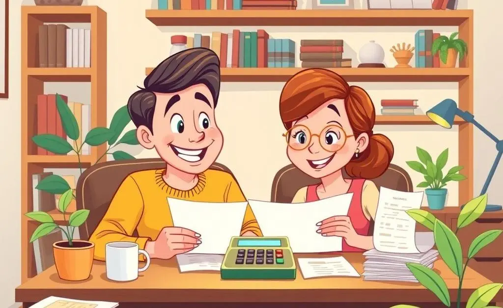 Couple reviewing their finances at a desk