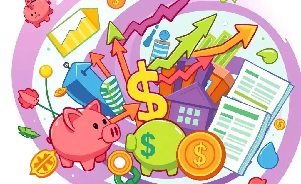 Financial planning concepts depicted as icons