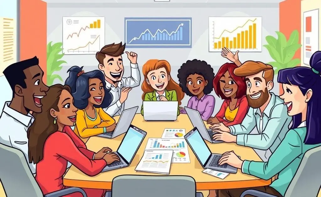 A group of people discussing financial plans at a table.