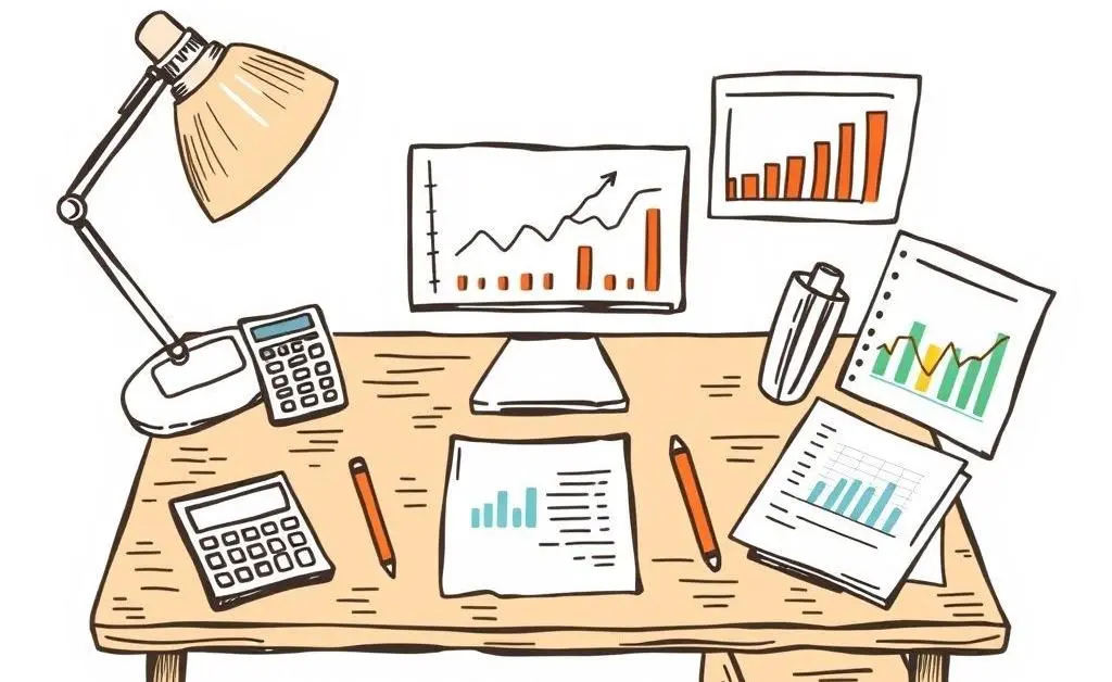 A desk with calculators and financial planning charts.