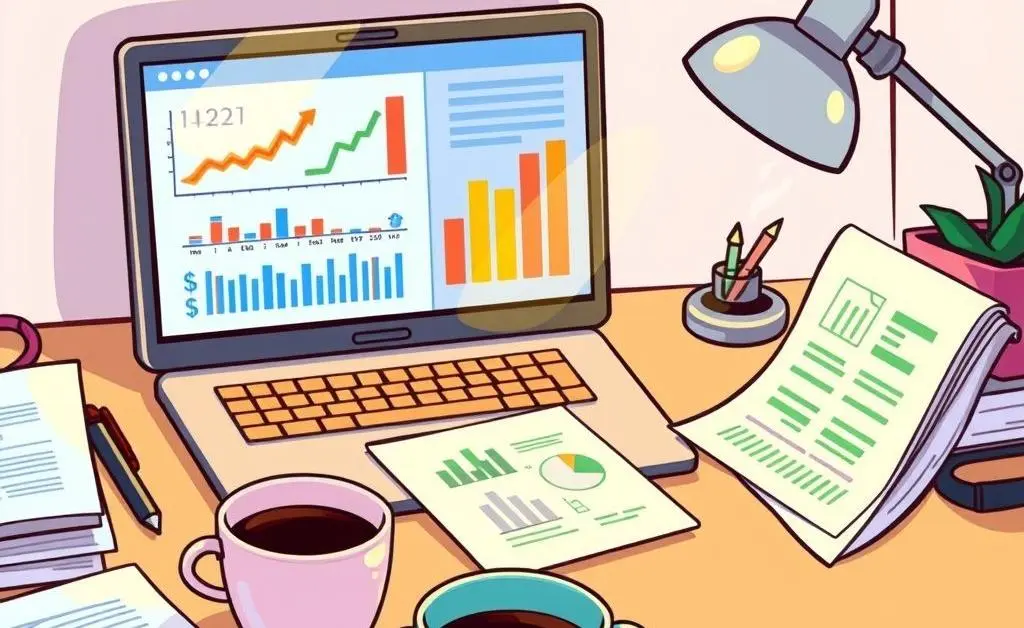 Desk with financial planning materials