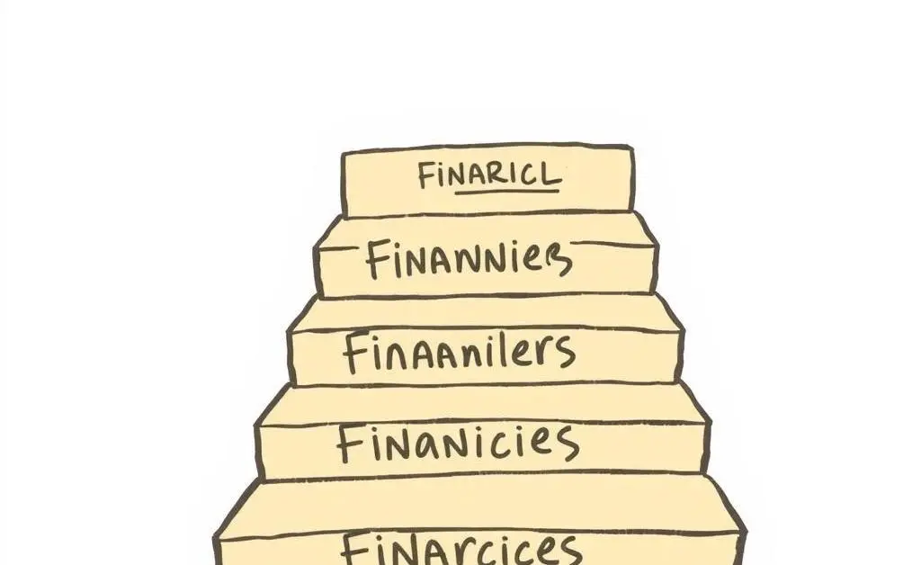 A staircase labeled with steps for financial progress.