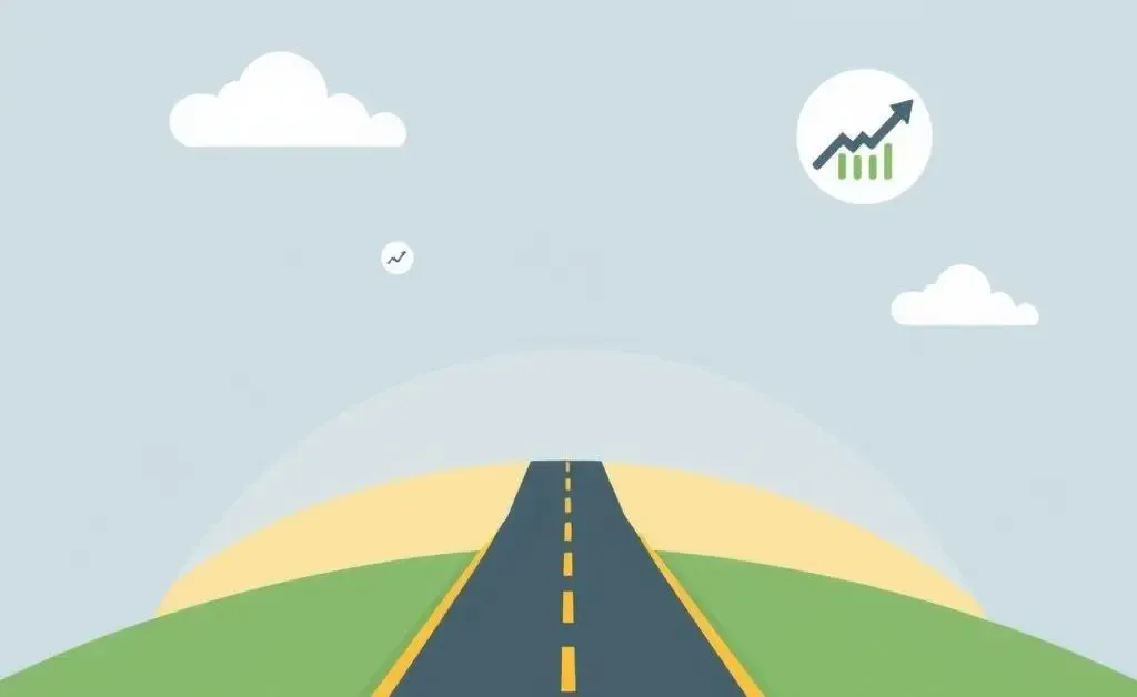 A minimalist cartoon-style image of a road leading to financial recovery.
