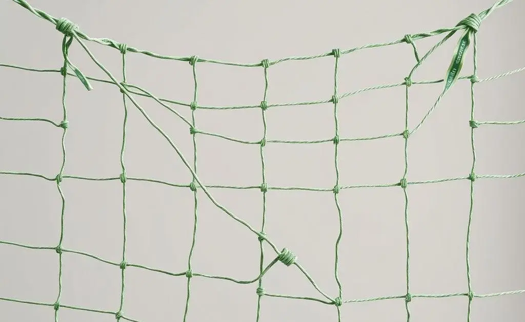 A safety net depicted with dollar bills intertwined among the netting