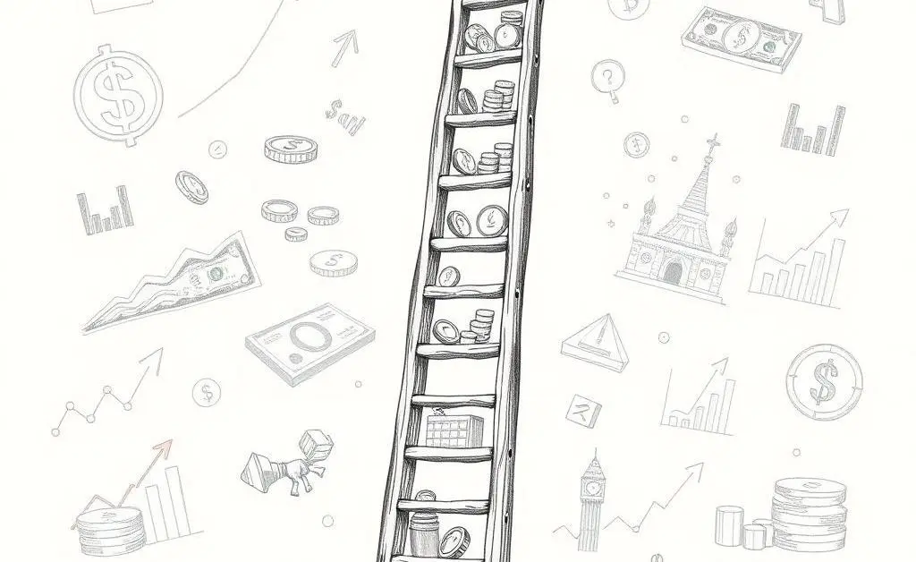 Ladder illustration with financial milestones