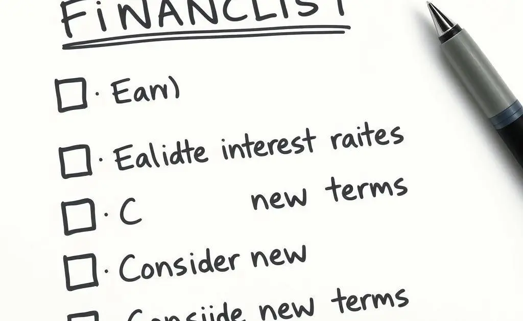 A checklist with steps related to refinancing loans.