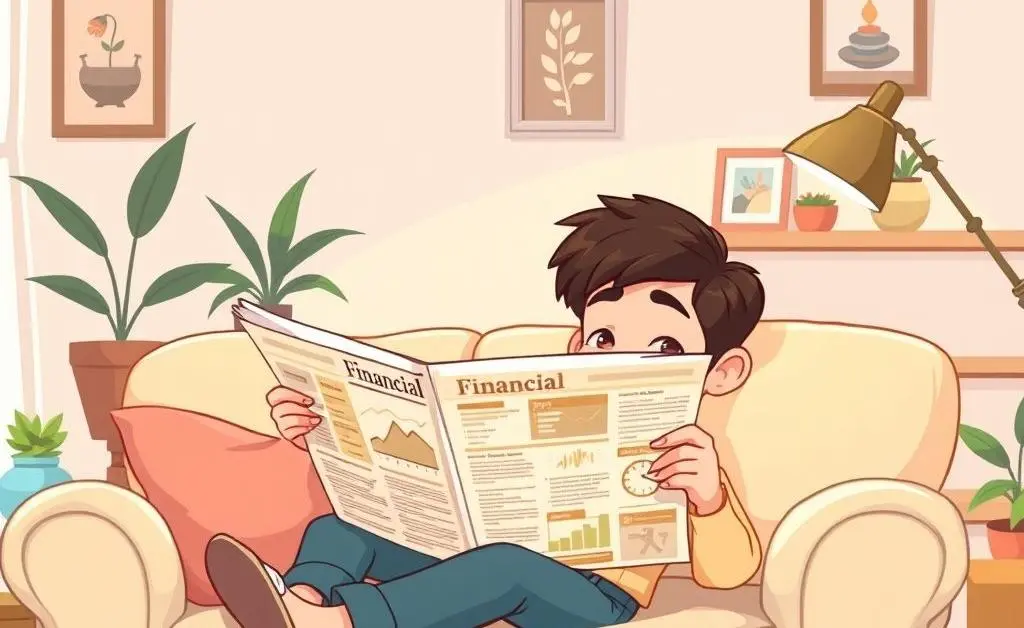 A person relaxing with a financial newspaper