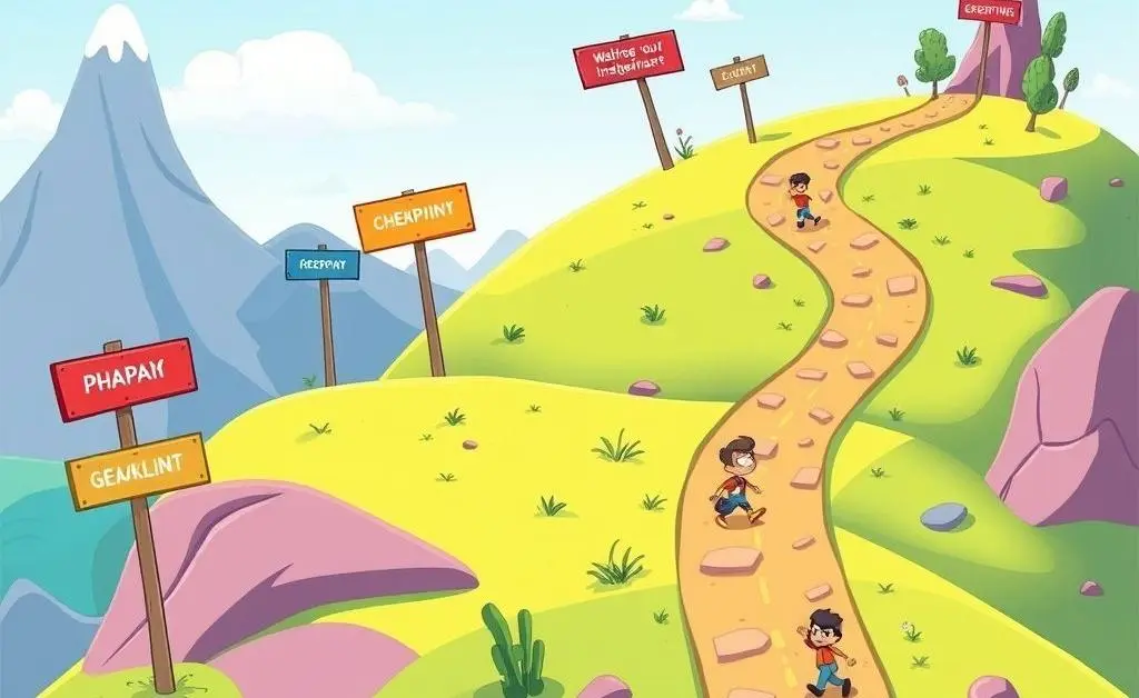 Roadmap to financial independence with checkpoints.