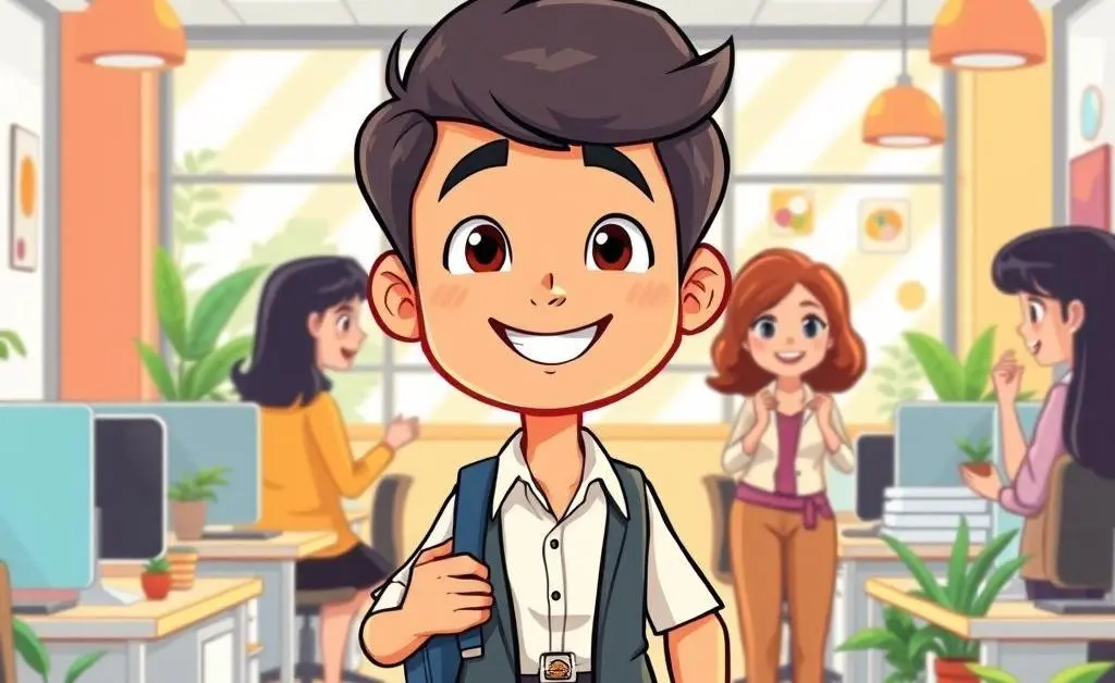 A professional on their first day at work in a welcoming office