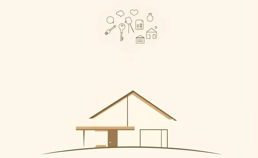Dream home depicted with thought cloud indicating aspirations