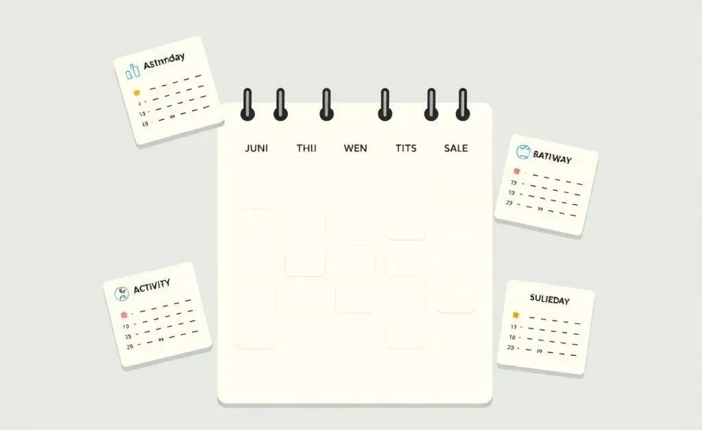 A flexible calendar with interchangeable activity cards.