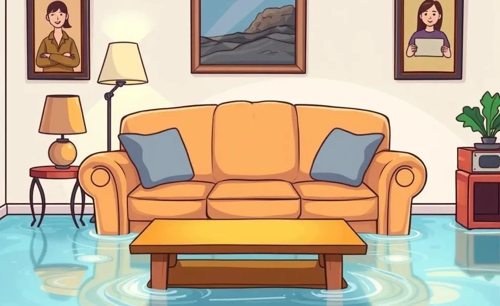 Flooded living room scenario
