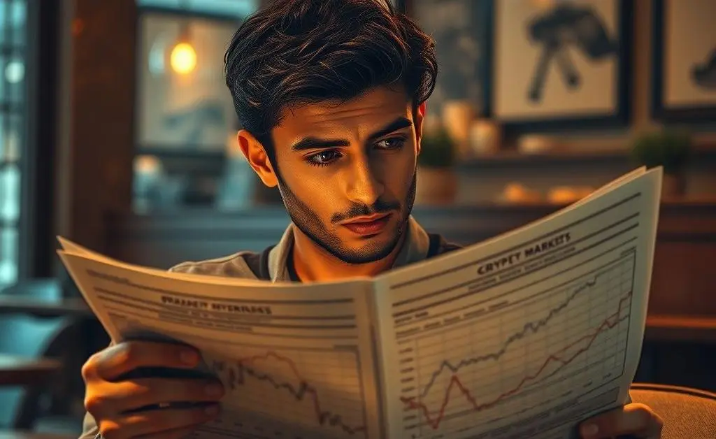 Person reading crypto trends chart