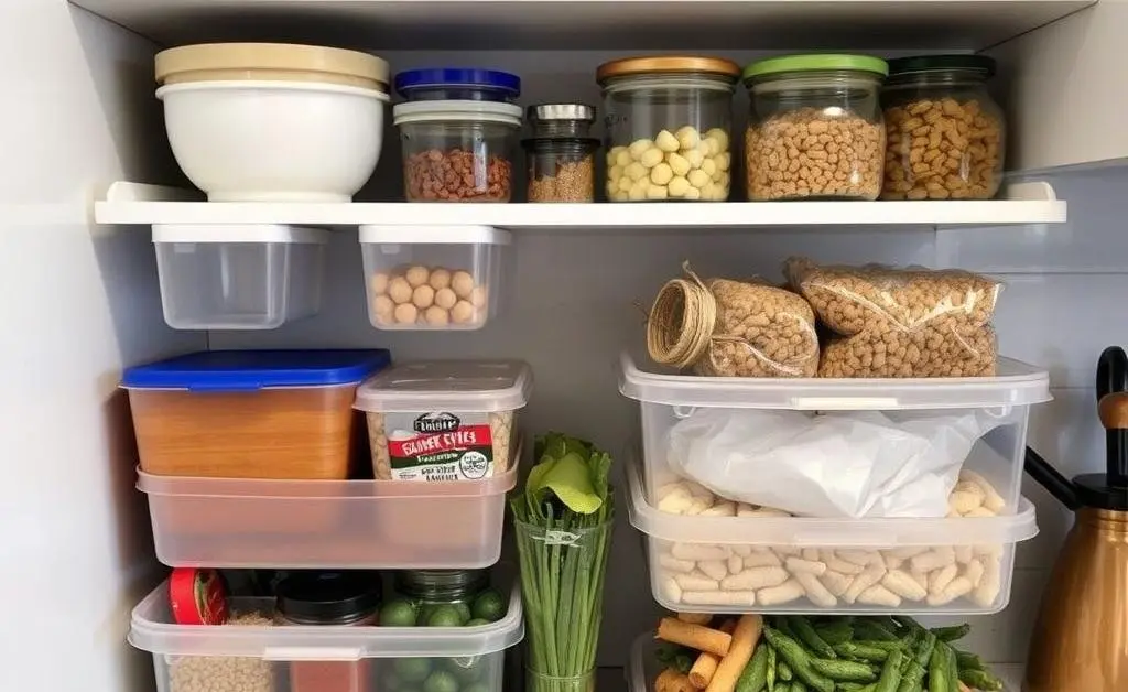 Creative food storage solutions in a small shared kitchen