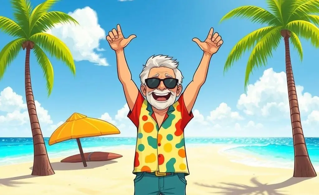 Person celebrating freedom on a beach, symbolizing retirement