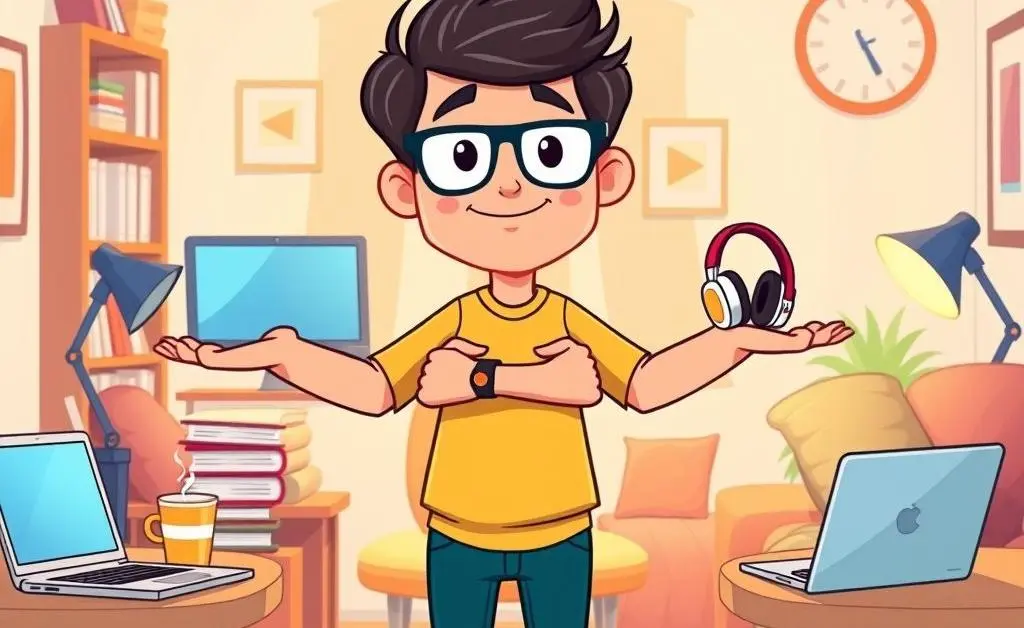 A freelancer balancing work and personal life.
